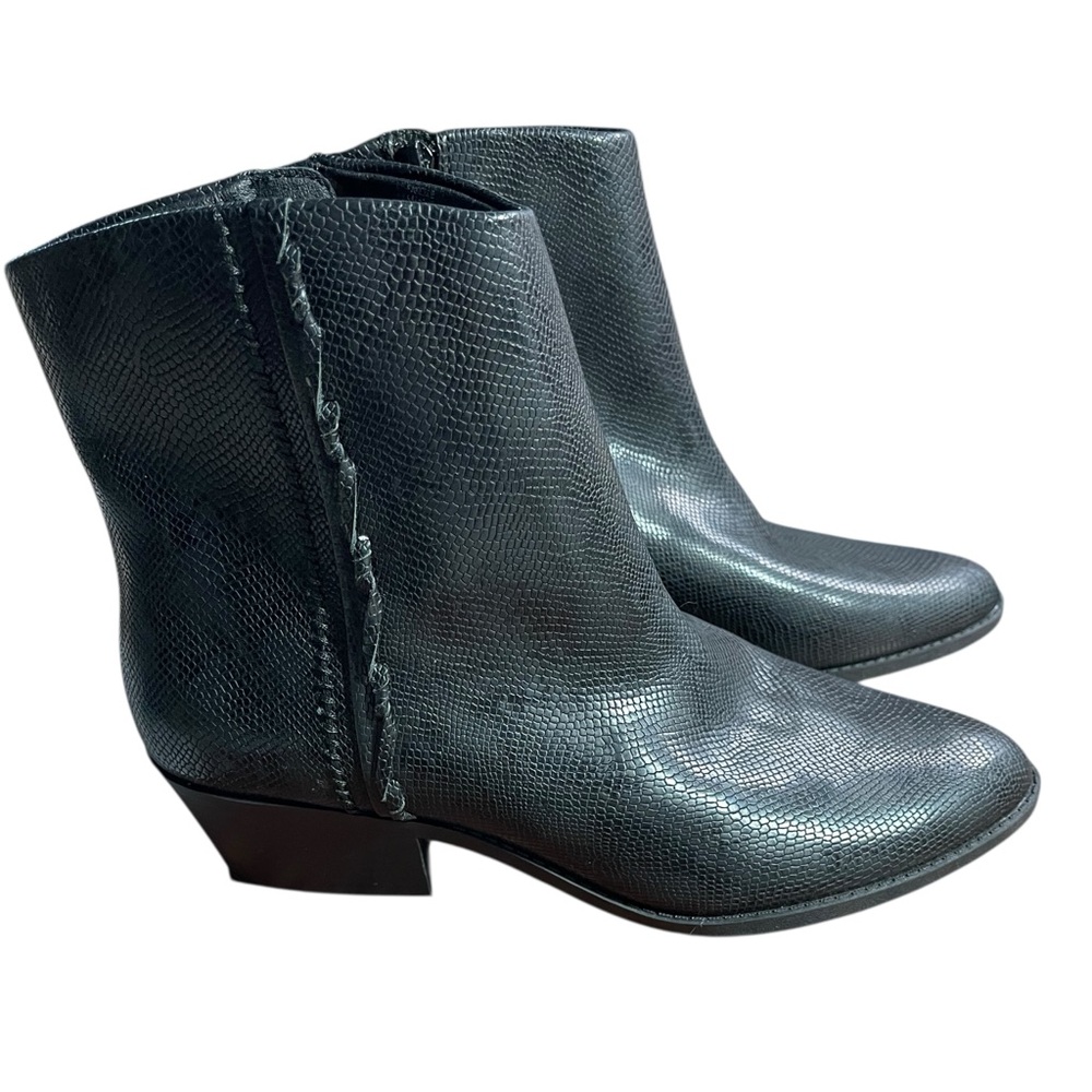 Lucky Brand Fakelle Black "snake print style Side Zip‎ Boots size 11 new